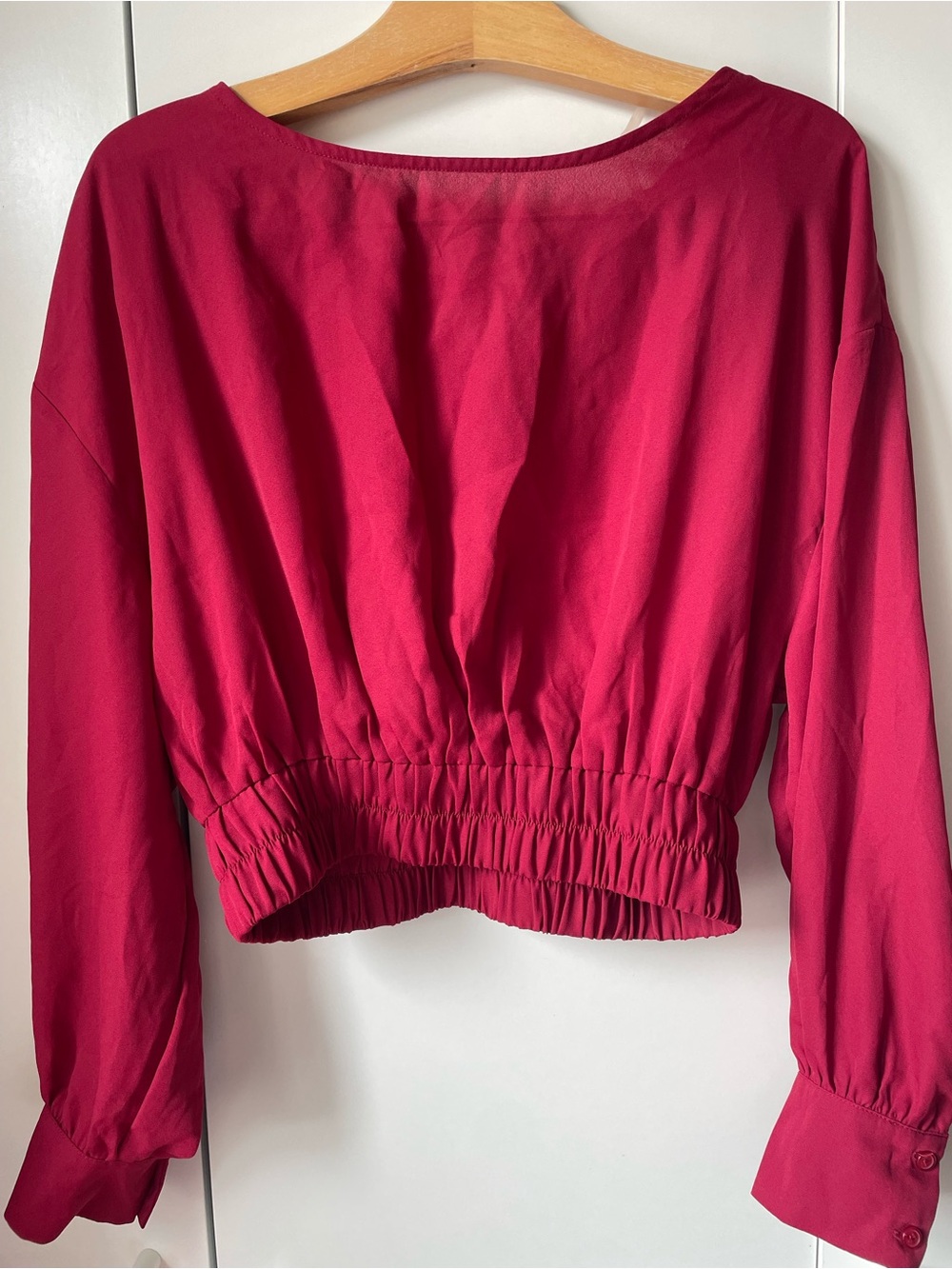 Lace-Up Top in Deep Raspberry - Picture 3 of 3